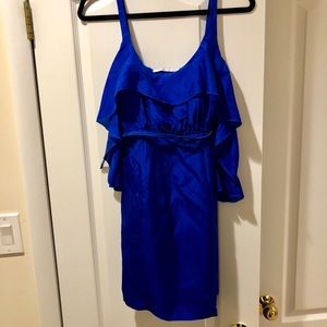 Susana Monaco blue ruffle dress with belt